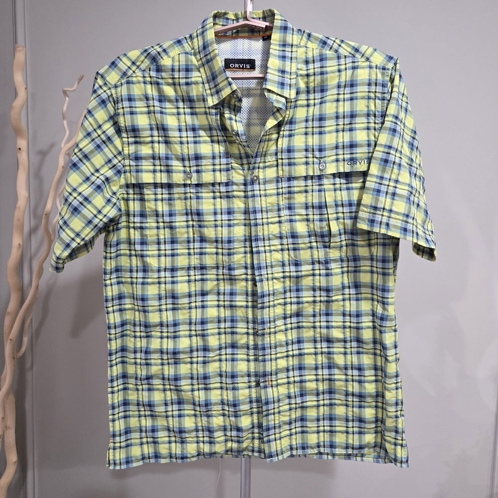 Orvis Plaid Shirt Sz.M Vented Outdoor Fishing Camping